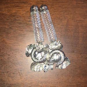Arthur Court Elephant Salt and Pepper Set in Stand